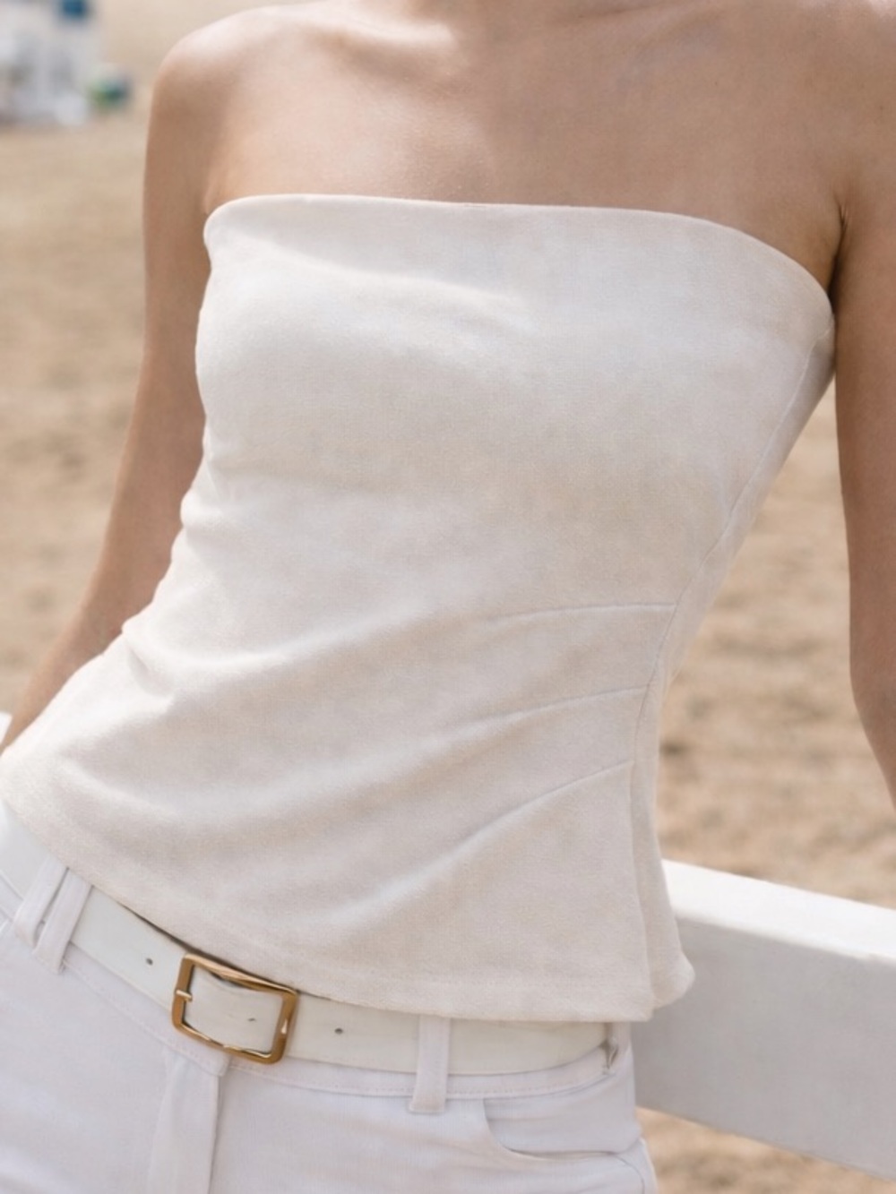 NWT Zara White Strapless Top Size Small